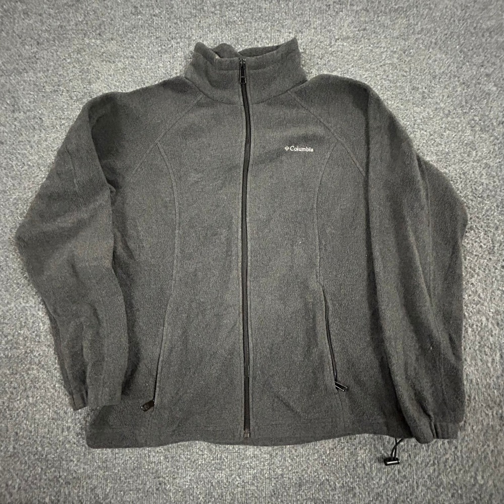 Columbia Fleece Jacket Womens Size L Charcoal Gray Full Zip Mock Neck Outdoor
